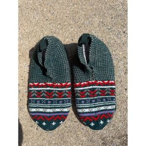Bombas Gripper Slippers Green Fair Isle Knit Slipper Socks Small